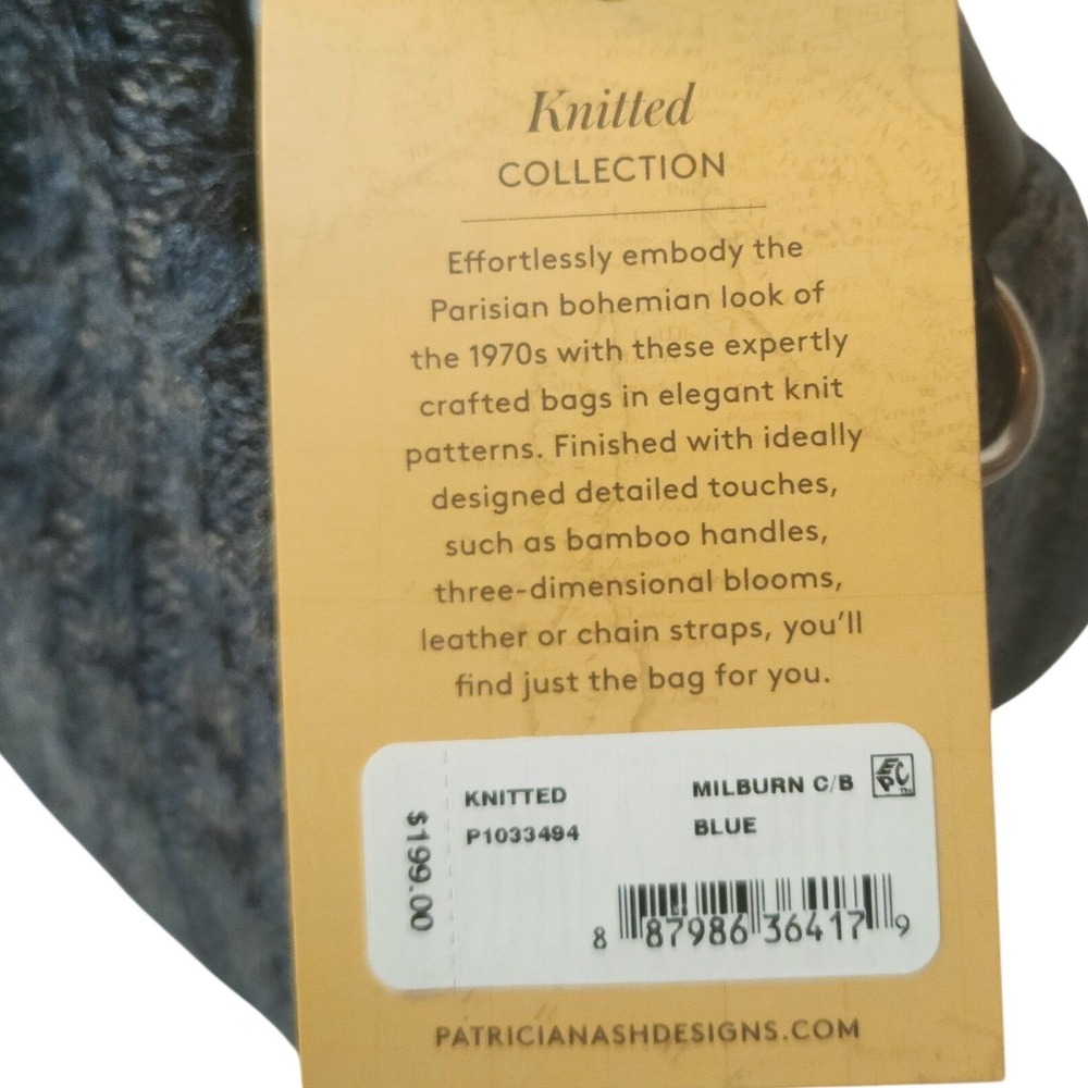Patricia Nash Milburn Blue Cable Knit Leather Satchel Bag NWT - Picture 13 of 13
